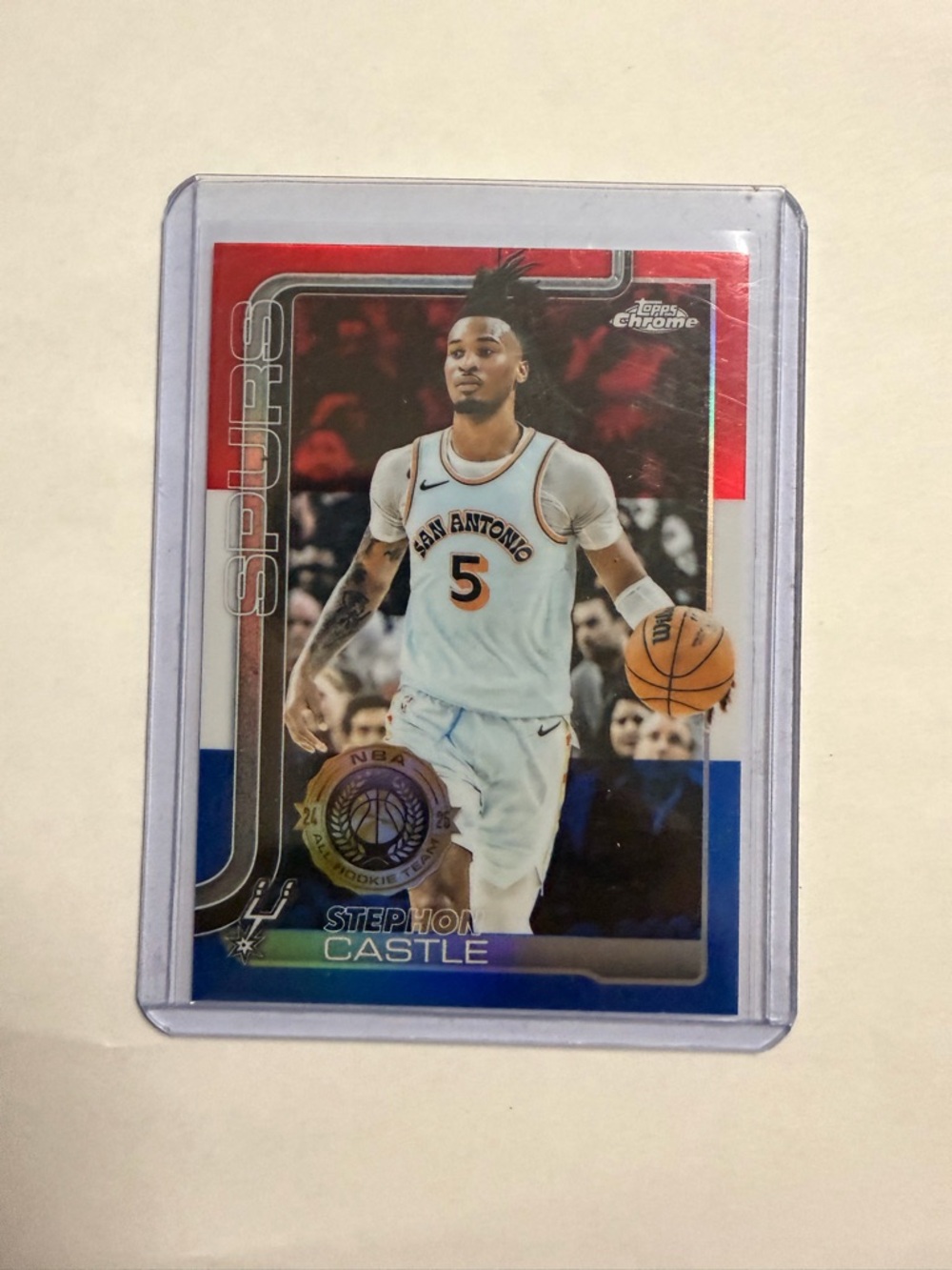 STEPHON CASTLE Panini Spurs Basketball Card - White/Red/Blue